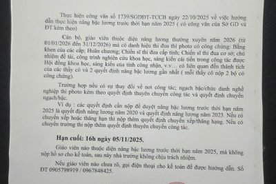 THÔNG BÁO VỀ VIỆC NÂNG LƯƠNG TRƯỚC HẠN NĂM 2025